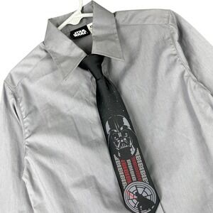 Star Wars Darth Vader Graphic Tie Button Down Formal Dress Shirt Boys XXS 4/5